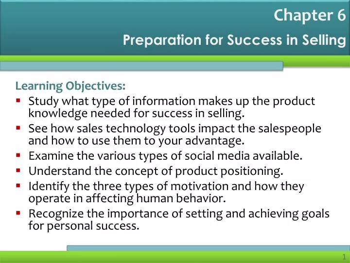 preparation for success in selling