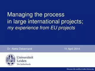 Managing the process in large international projects; my experience from EU projects