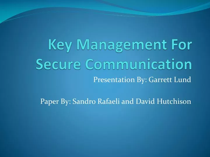 key management for secure communication