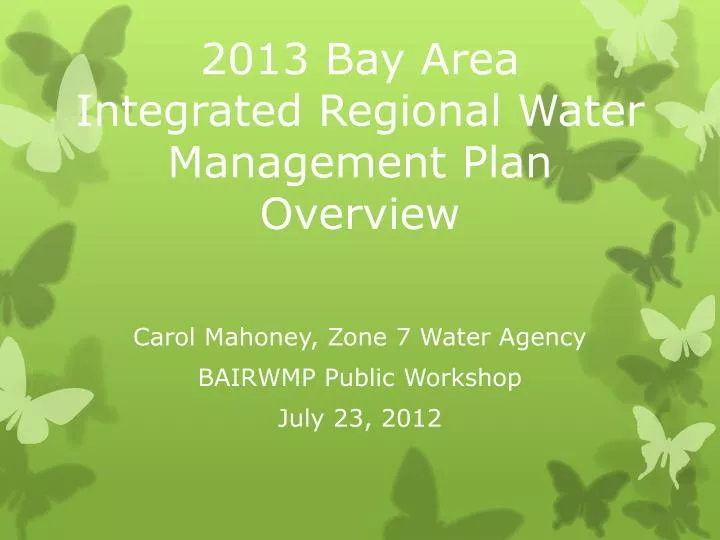 2013 bay area integrated regional water management plan overview