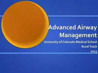 Advanced Airway Management