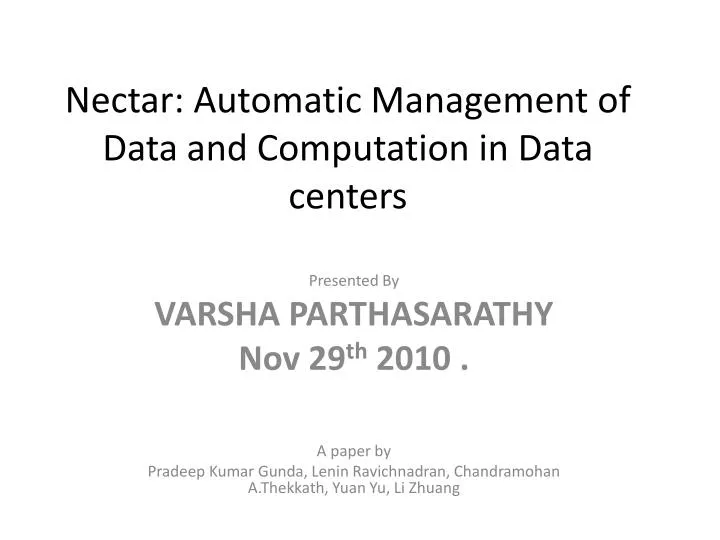 nectar automatic management of data and computation in data centers
