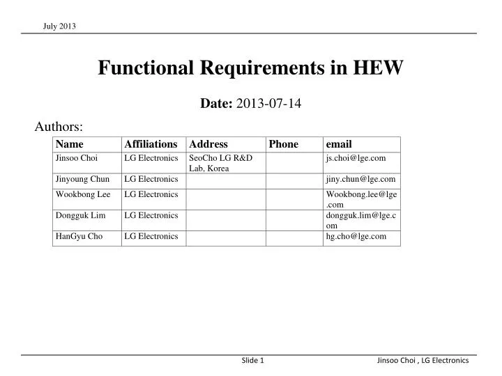 functional requirements in hew