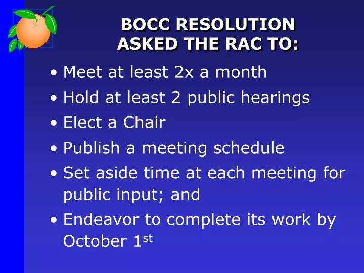 bocc resolution asked the rac to