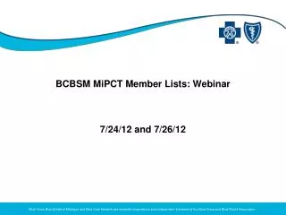 BCBSM MiPCT Member Lists: Webinar