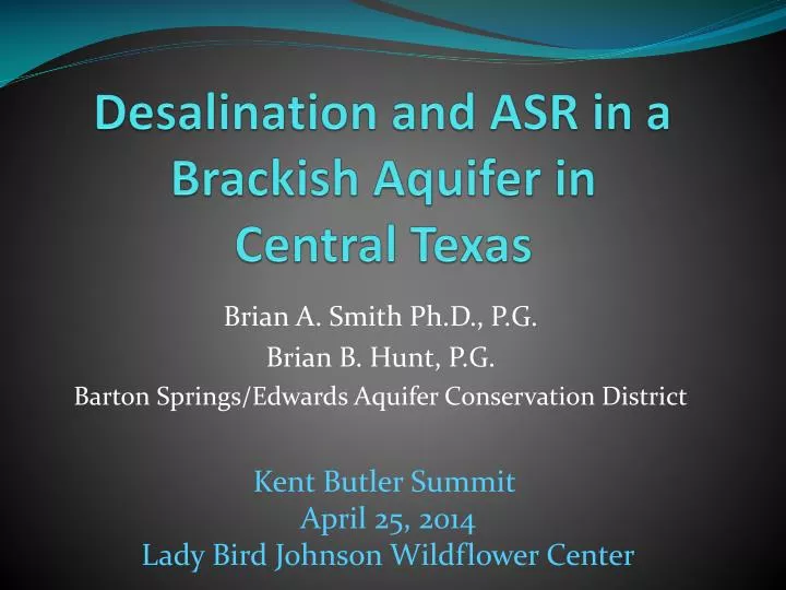 desalination and asr in a brackish aquifer in central texas