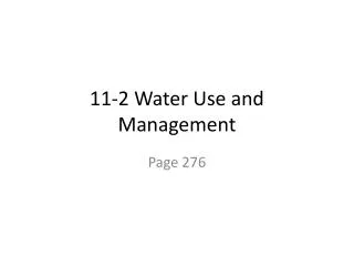 11-2 Water Use and Management