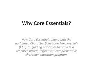 Why Core Essentials?