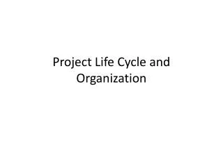 Project Life Cycle and Organization