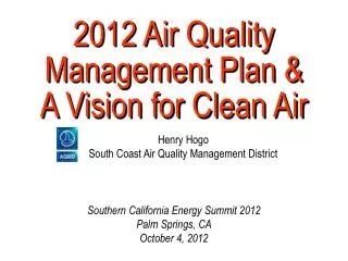 2012 Air Quality Management Plan &amp; A Vision for Clean Air