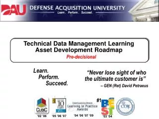 Technical Data Management Learning Asset Development Roadmap