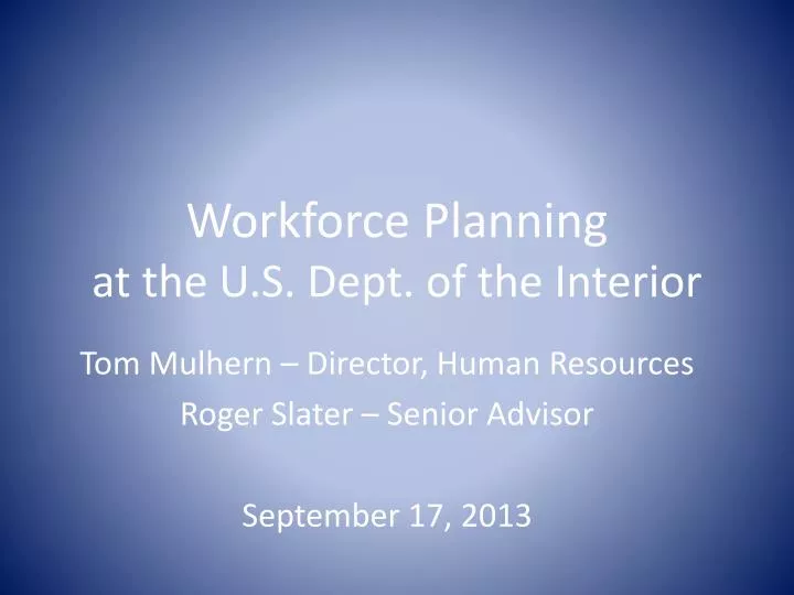 workforce planning at the u s dept of the interior