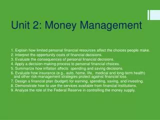 Unit 2: Money Management