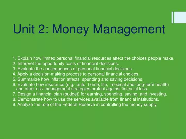 unit 2 money management
