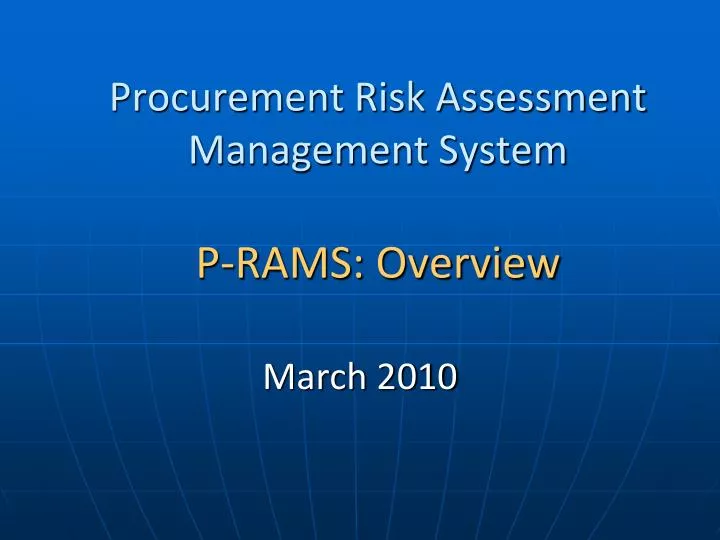 procurement risk assessment management system p rams overview