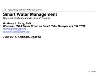 ITU-T Focus Group on Smart Water Management