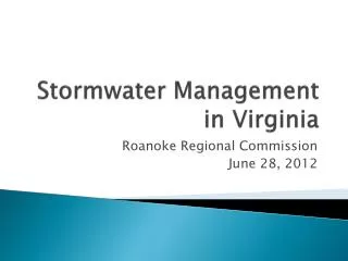Stormwater Management in Virginia