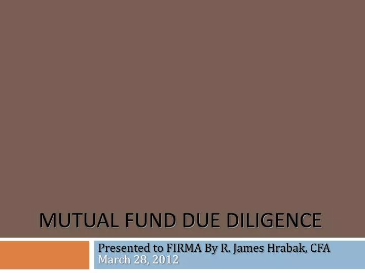 mutual fund due diligence