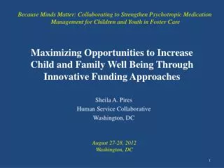 Maximizing Opportunities to Increase Child and Family Well Being Through Innovative Funding Approaches