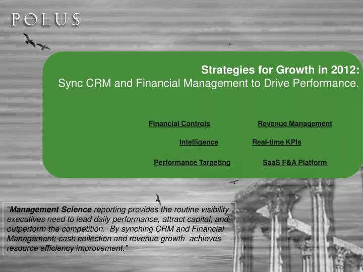 strategies for growth in 2012 sync crm and financial management to drive performance