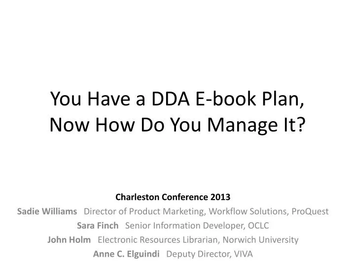 you have a dda e book plan now how do you manage it