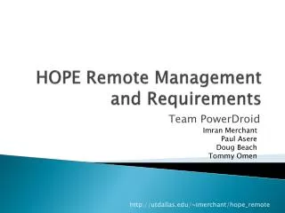HOPE Remote Management and Requirements