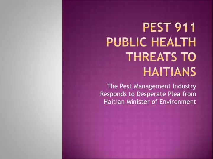 pest 911 public health threats to haitians