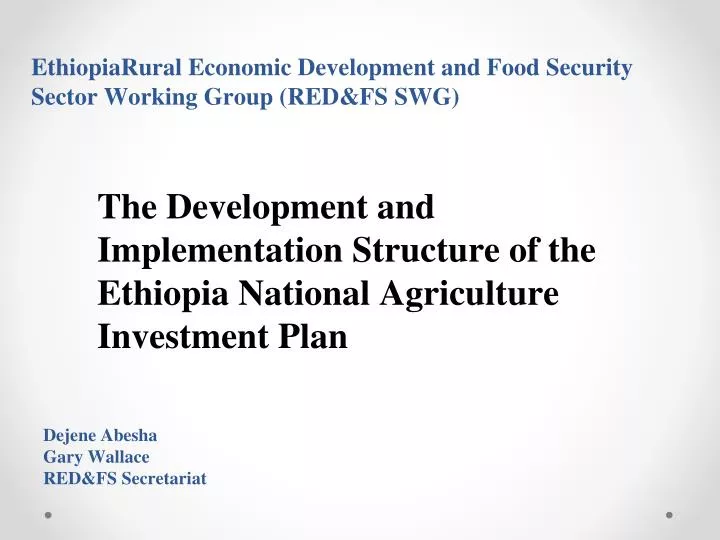 ethiopiarural economic development and food security sector working group red fs swg