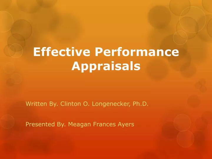 effective performance appraisals