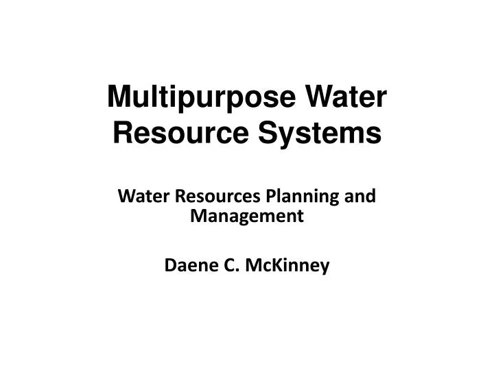 multipurpose water resource systems