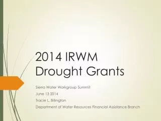 2014 IRWM Drought Grants