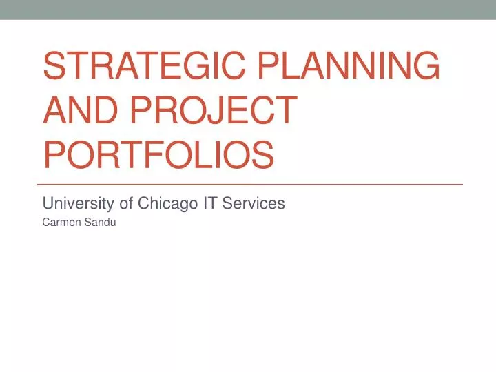 strategic planning and project portfolios