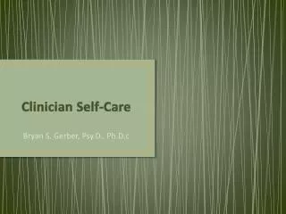 Clinician Self-Care