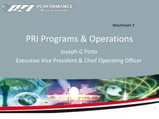 PRI Programs &amp; Operations