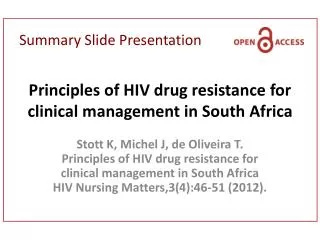Principles of HIV drug resistance for clinical management in South Africa