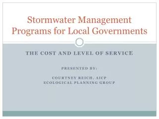 Stormwater Management Programs for Local Governments