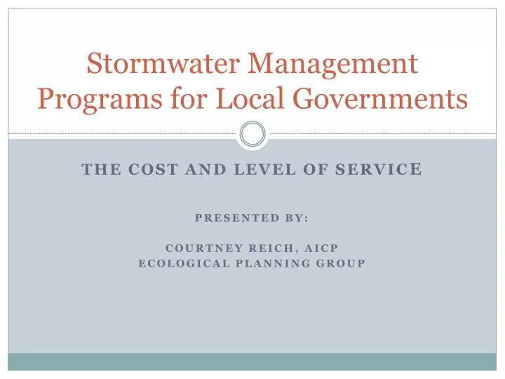 stormwater management programs for local governments