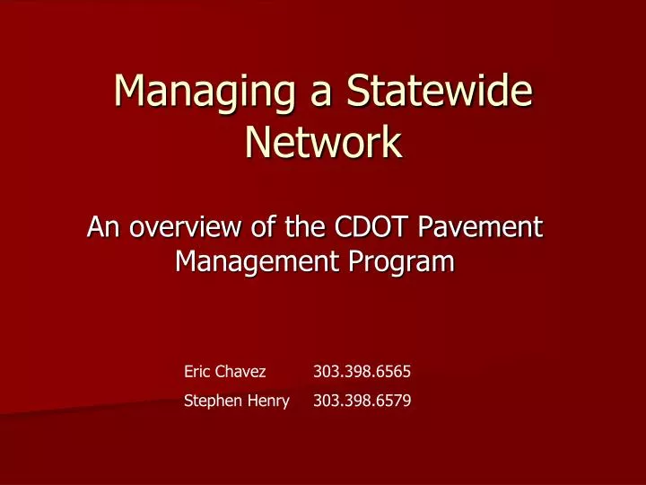 managing a statewide network