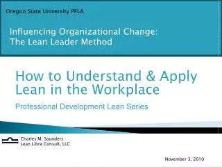 How to Understand &amp; Apply Lean in the Workplace Professional Development Lean Series