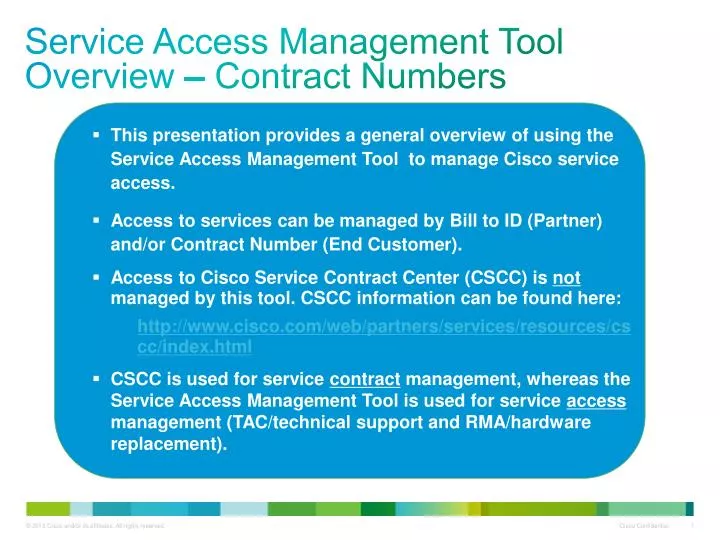 service access management tool overview contract numbers