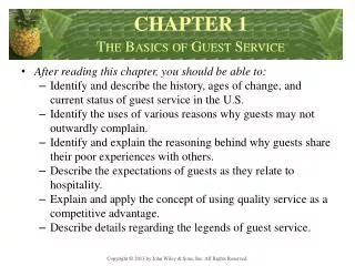 After reading this chapter, you should be able to: Identify and describe the history, ages of change, and current status