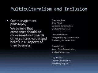 Multiculturalism and Inclusion
