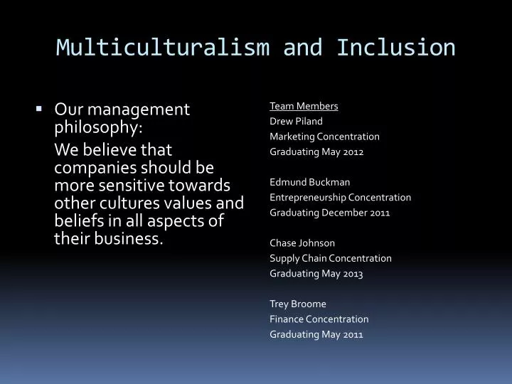 multiculturalism and inclusion
