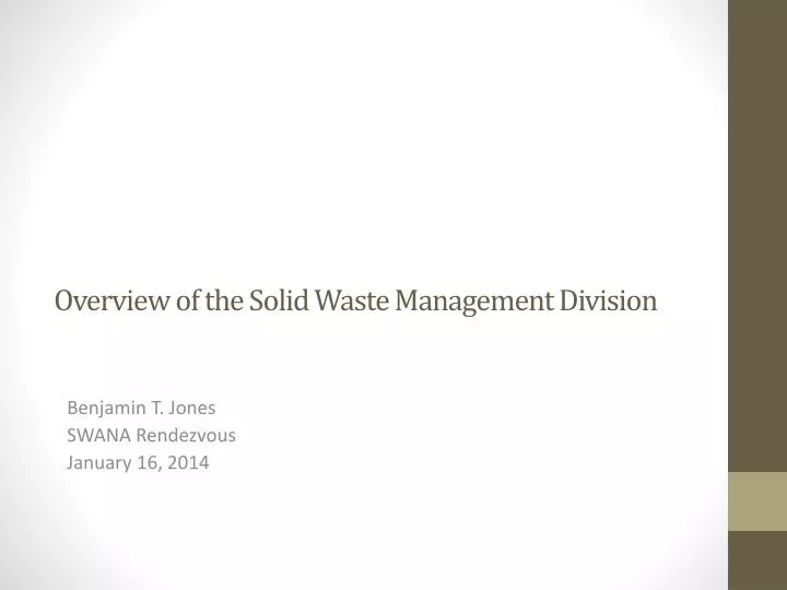 overview of the solid waste management division
