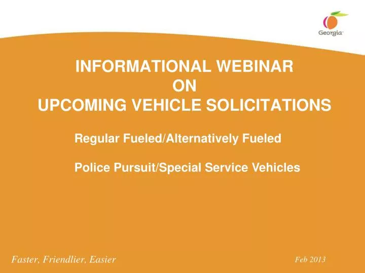 informational webinar on upcoming vehicle solicitations