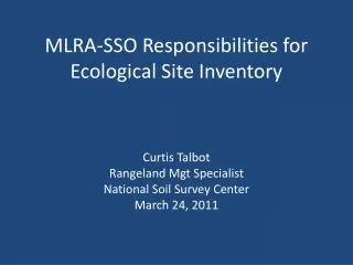 MLRA-SSO Responsibilities for Ecological Site Inventory