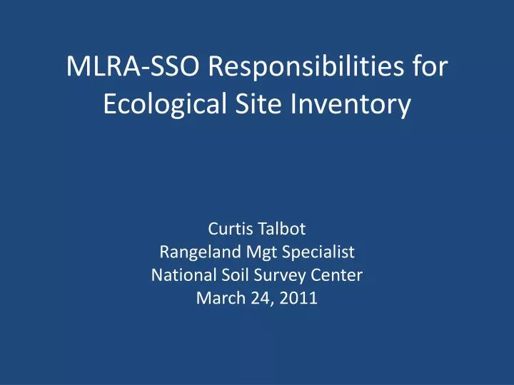 mlra sso responsibilities for ecological site inventory