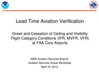 NWS Aviation Services Branch Aviation Services Virtual Workshop April 16, 2013