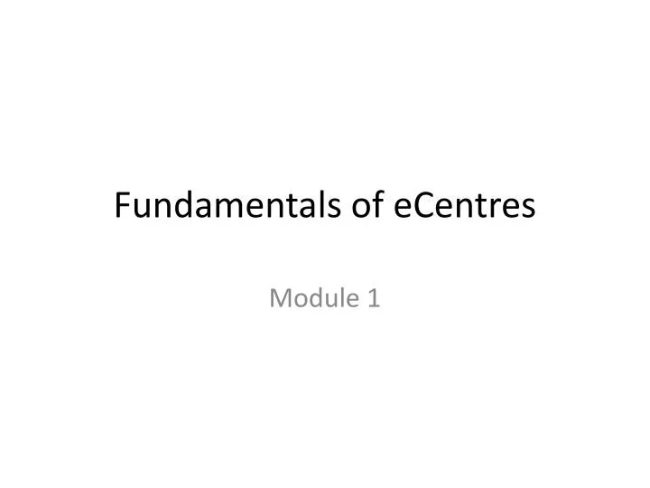 fundamentals of ecentres
