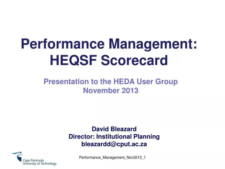 performance management heqsf scorecard